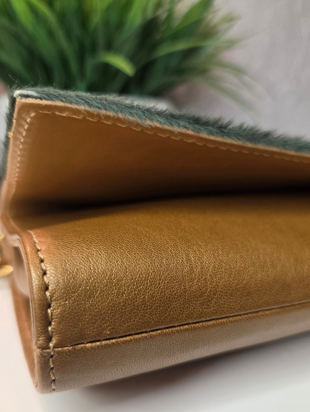 RESERVED***Longchamp Artwalk Cuir Leather Suede & Calf Hair Shoulder Bag Clutch - Picture 8 of 16